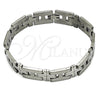 Pulsera Solida 03.114.0229.4.09 Acero Inoxidable, Diseño de Cruz, Pulido, Tono Plateado (12 MM Thickness, 9 Inches Length)