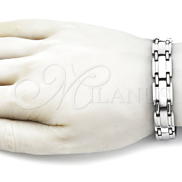 Pulsera Solida 03.114.0382.5.08 Acero Inoxidable, Pulido, Tono Plateado (13 MM Thickness, 8 Inches Length)