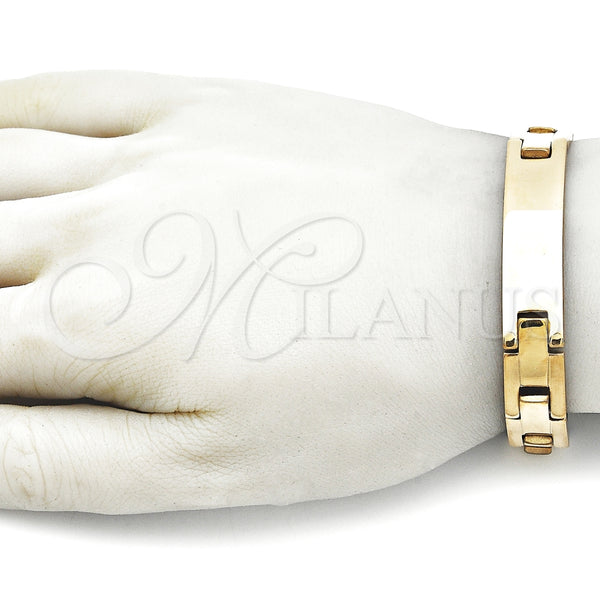 Pulsera Solida 03.114.0225.3.08 Acero Inoxidable, Pulido, Tono Dorado (12 MM Thickness, 8 Inches Length)