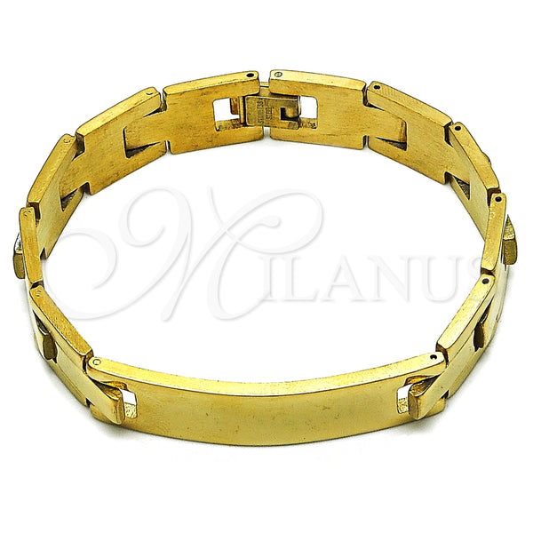 Pulsera Solida 03.114.0225.3.08 Acero Inoxidable, Pulido, Tono Dorado (12 MM Thickness, 8 Inches Length)