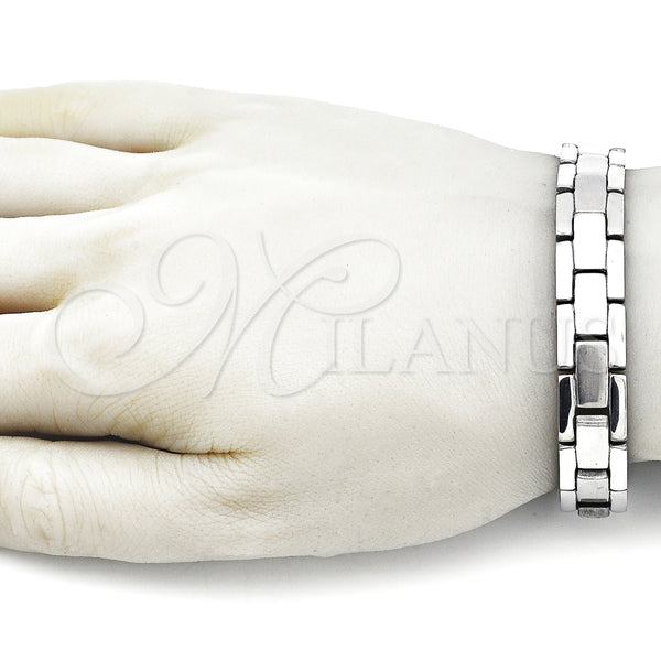 Pulsera Solida 03.114.0225.5.08 Acero Inoxidable, Pulido, Tono Plateado (12 MM Thickness, 8 Inches Length)