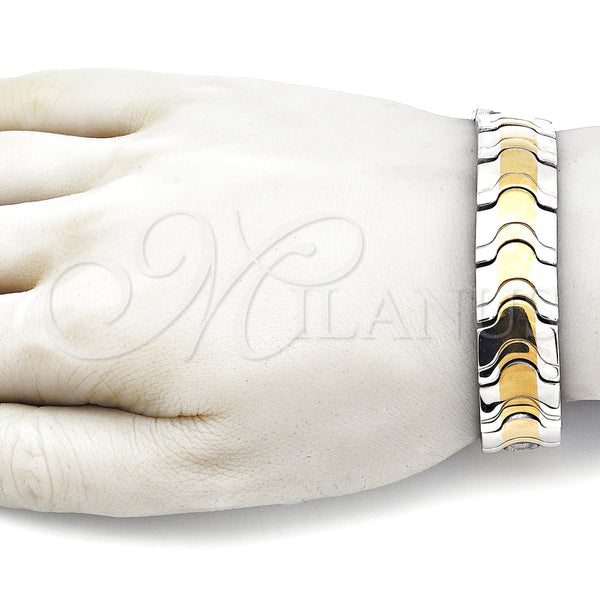Pulsera Solida 03.114.0221.4.09 Acero Inoxidable, Pulido, Dos Tonos (16 MM Thickness, 9 Inches Length)