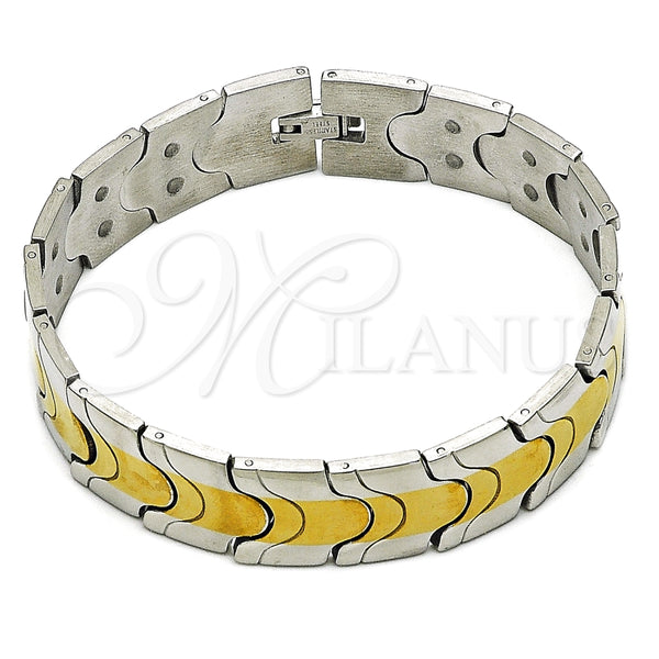 Pulsera Solida 03.114.0221.4.09 Acero Inoxidable, Pulido, Dos Tonos (16 MM Thickness, 9 Inches Length)