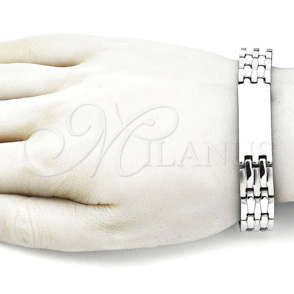 Pulsera Solida 03.114.0218.3.09 Acero Inoxidable, Pulido, Tono Plateado (14 MM Thickness, 9 Inches Length)