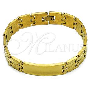 Pulsera Solida 03.114.0218.4.09 Acero Inoxidable, Pulido, Tono Dorado (14 MM Thickness, 9 Inches Length)