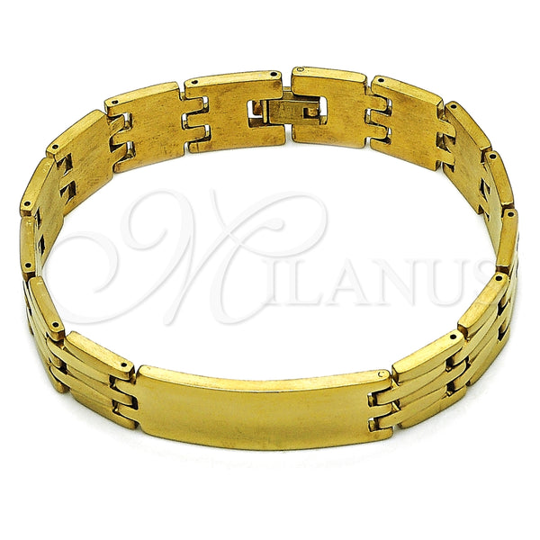 Pulsera Solida 03.114.0218.4.09 Acero Inoxidable, Pulido, Tono Dorado (14 MM Thickness, 9 Inches Length)