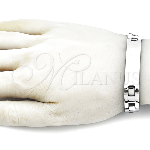 Pulsera Solida 03.114.0365.1.09 Acero Inoxidable, Pulido, Tono Plateado (12 MM Thickness, 9 Inches Length)