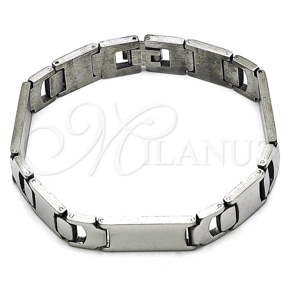 Pulsera Solida 03.114.0345.1.08 Acero Inoxidable, Pulido, Tono Plateado (12 MM Thickness, 8 Inches Length)