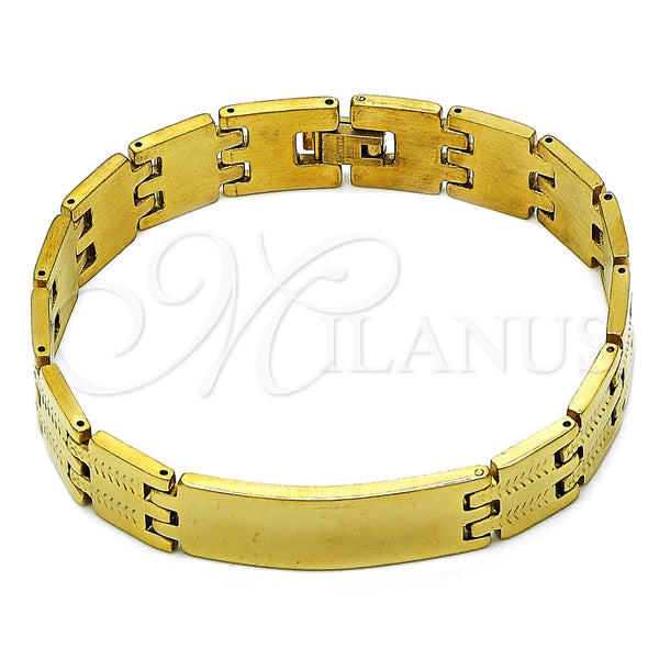 Pulsera Solida 03.114.0274.4.09 Acero Inoxidable, Pulido, Tono Dorado (14 MM Thickness, 9 Inches Length)