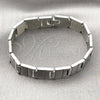 Pulsera Solida 03.114.0284.3.08 Acero Inoxidable, Cepillado, Tono Plateado (14 MM Thickness, 8 Inches Length)