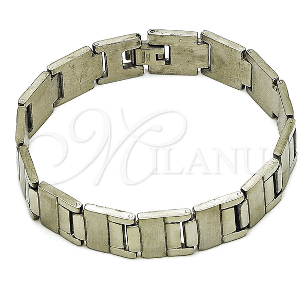 Pulsera Solida 03.114.0284.3.08 Acero Inoxidable, Cepillado, Tono Plateado (14 MM Thickness, 8 Inches Length)