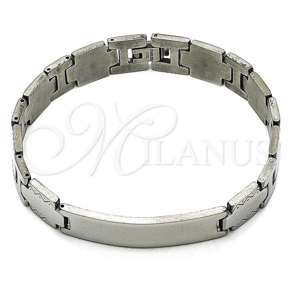 Pulsera Solida 03.114.0247.2.08 Acero Inoxidable, Pulido, Tono Plateado (12 MM Thickness, 9 Inches Length)