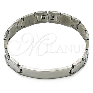 Pulsera Solida 03.114.0247.2.08 Acero Inoxidable, Pulido, Tono Plateado (12 MM Thickness, 9 Inches Length)