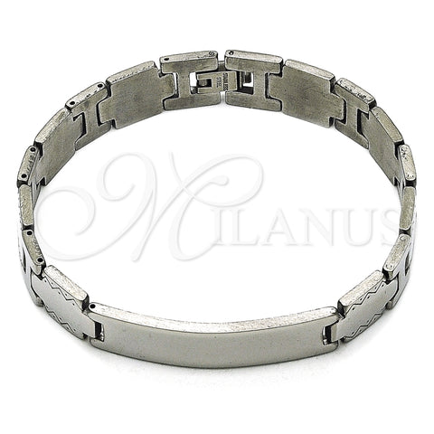 Pulsera Solida 03.114.0247.2.08 Acero Inoxidable, Pulido, Tono Plateado (12 MM Thickness, 9 Inches Length)