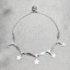 Tobillera de Dije 03.409.0046.10 Plata Rodinada, Diseño de Flor y Diamante, Pulido, Tono Plateado (Grosor 02 MM, 10 Pulgadas de Largo)