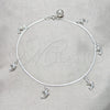Tobillera de Dije 03.409.0053.10 Plata Rodinada, Diseño de Delfín, Pulido, Tono Plateado (Grosor 01 MM, 10 Pulgadas de Largo)