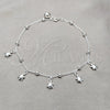Tobillera de Dije 03.409.0054.10 Plata Rodinada, Diseño de Tortuga y Bola, Pulido, Tono Plateado (Grosor 01 MM, 10 Pulgadas de Largo)