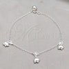 Tobillera de Dije 03.409.0057.10 Plata Rodinada, Diseño de Elefante, Pulido, Tono Plateado (Grosor 01 MM, 10 Pulgadas de Largo)