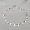 Tobillera de Dije 03.409.0058.10 Plata Rodinada, Diseño de Mariposa, Pulido, Tono Plateado (Grosor 01 MM, 10 Pulgadas de Largo)