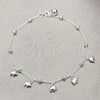 Tobillera de Dije 03.409.0063.10 Plata Rodinada, Diseño de Elefante y Bola, Pulido, Tono Plateado (Grosor 01 MM, 10 Pulgadas de Largo)