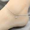 Tobillera de Dije 03.409.0064.10 Plata Rodinada, Diseño de Estrella, Pulido, Tono Plateado (Grosor 01 MM, 10 Pulgadas de Largo)