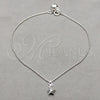 Tobillera de Dije 03.409.0064.10 Plata Rodinada, Diseño de Estrella, Pulido, Tono Plateado (Grosor 01 MM, 10 Pulgadas de Largo)