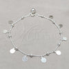 Tobillera de Dije 03.409.0066.10 Plata Rodinada, Diseño de Rolo, Pulido, Tono Plateado (Grosor 01 MM, 10 Pulgadas de Largo)