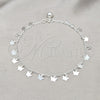 Tobillera de Dije 03.409.0067.10 Plata Rodinada, Diseño de Mariposa, Pulido, Tono Plateado (Grosor 01 MM, 10 Pulgadas de Largo)