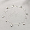 Tobillera de Dije 03.409.0068.10 Plata Rodinada, Diseño de Corazón y Bola, Pulido, Tono Plateado (Grosor 01 MM, 10 Pulgadas de Largo)