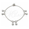 Tobillera de Dije 03.409.0074.10 Plata Rodinada, Diseño de Concha, Pulido, Tono Plateado (Grosor 01 MM, 10 Pulgadas de Largo)