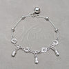 Pulsera de Dije 03.409.0077.08 Plata Rodinada, Diseño de Pina, Pulido, Tono Plateado (Grosor 01 MM, 8 Pulgadas de Largo)