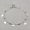 Pulsera de Dije 03.409.0078.08 Plata Rodinada, Diseño de Elefante, Pulido, Tono Plateado (Grosor 01 MM, 8 Pulgadas de Largo)