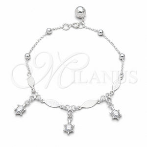 Pulsera de Dije 03.409.0079.08 Plata Rodinada, Diseño de Tortuga y Diamante, Pulido, Tono Plateado (Grosor 01 MM, 8 Pulgadas de Largo)