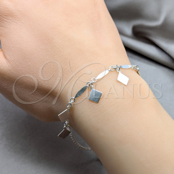 Pulsera de Dije 03.409.0080.08 Plata Rodinada, Pulido, Tono Plateado (Grosor 01 MM, 8 Pulgadas de Largo)