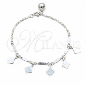 Pulsera de Dije 03.409.0080.08 Plata Rodinada, Pulido, Tono Plateado (Grosor 01 MM, 8 Pulgadas de Largo)