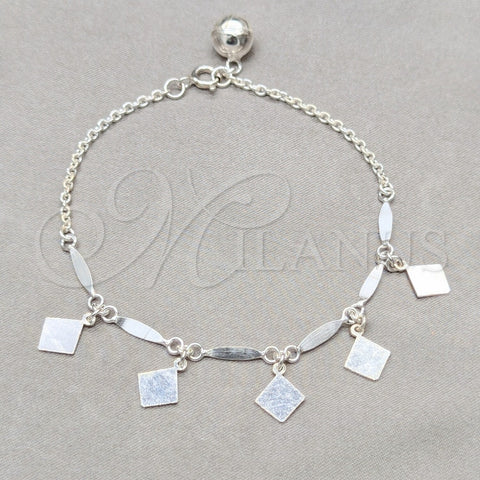 Pulsera de Dije 03.409.0080.08 Plata Rodinada, Pulido, Tono Plateado (Grosor 01 MM, 8 Pulgadas de Largo)