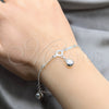 Pulsera de Dije 03.409.0082.08 Plata Rodinada, Diseño de Concha, Pulido, Tono Plateado (Grosor 01 MM, 8 Pulgadas de Largo)