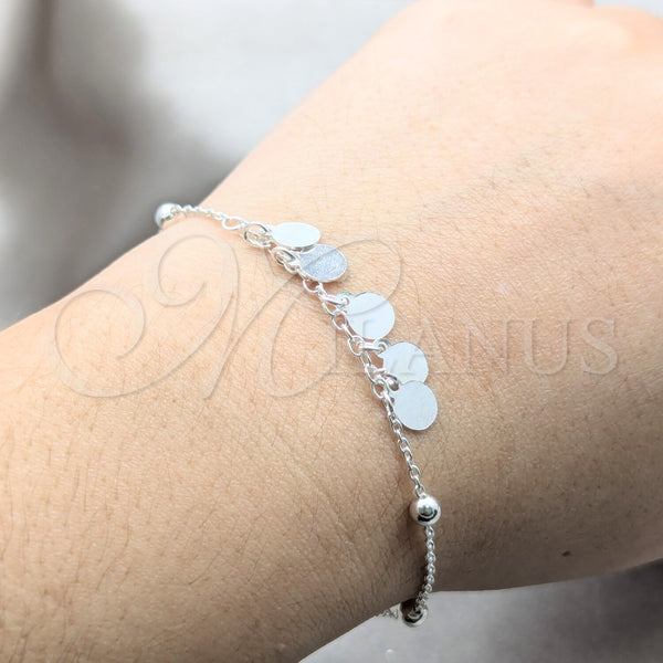 Pulsera de Dije 03.409.0083.08 Plata Rodinada, Pulido, Tono Plateado (Grosor 01 MM, 8 Pulgadas de Largo)