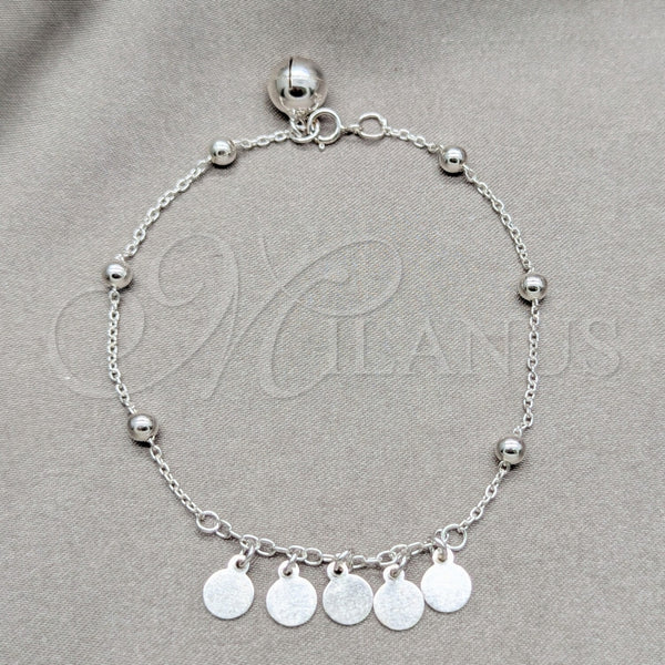 Pulsera de Dije 03.409.0083.08 Plata Rodinada, Pulido, Tono Plateado (Grosor 01 MM, 8 Pulgadas de Largo)
