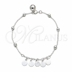 Pulsera de Dije 03.409.0083.08 Plata Rodinada, Pulido, Tono Plateado (Grosor 01 MM, 8 Pulgadas de Largo)