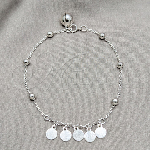 Pulsera de Dije 03.409.0083.08 Plata Rodinada, Pulido, Tono Plateado (Grosor 01 MM, 8 Pulgadas de Largo)