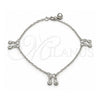 Tobillera de Dije 03.409.0086.10 Plata Rodinada, Diseño de Sol, Pulido, Tono Plateado (Grosor 01 MM, 10 Pulgadas de Largo)