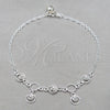 Tobillera de Dije 03.409.0088.10 Plata Rodinada, Diseño de Sol, Pulido, Tono Plateado (Grosor 01 MM, 10 Pulgadas de Largo)