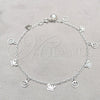 Tobillera de Dije 03.409.0091.10 Plata Rodinada, Diseño de Mariposa, Pulido, Tono Plateado (Grosor 01 MM, 10 Pulgadas de Largo)