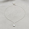 Tobillera de Dije 03.409.0092.10 Plata Rodinada, Diseño de Concha, Pulido, Tono Plateado (Grosor 01 MM, 10 Pulgadas de Largo)