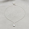 Tobillera de Dije 03.409.0092.10 Plata Rodinada, Diseño de Concha, Pulido, Tono Plateado (Grosor 01 MM, 10 Pulgadas de Largo)