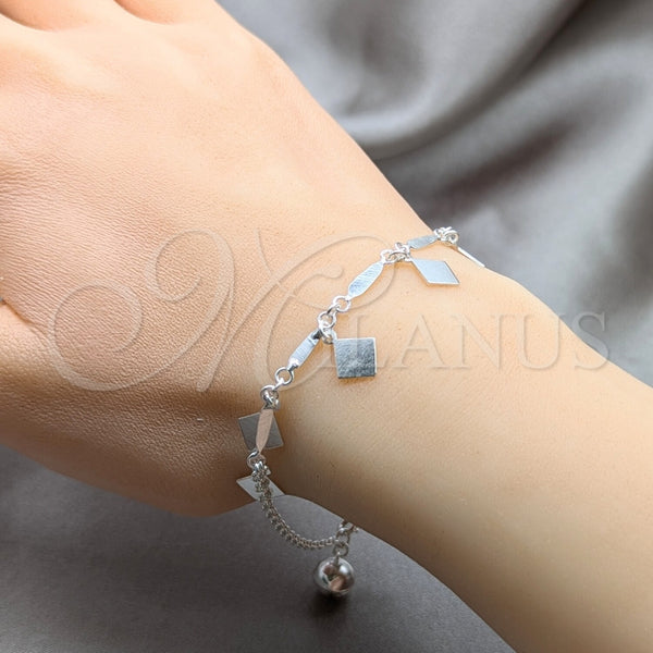 Pulsera de Dije 03.409.0095.08 Plata Rodinada, Pulido, Tono Plateado (Grosor 01 MM, 8 Pulgadas de Largo)