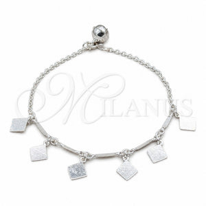 Pulsera de Dije 03.409.0095.08 Plata Rodinada, Pulido, Tono Plateado (Grosor 01 MM, 8 Pulgadas de Largo)