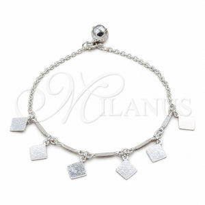 Pulsera de Dije 03.409.0095.08 Plata Rodinada, Pulido, Tono Plateado (Grosor 01 MM, 8 Pulgadas de Largo)