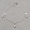 Pulsera de Dije 03.409.0096.08 Plata Rodinada, Diseño de Uva, Pulido, Tono Plateado (Grosor 01 MM, 8 Pulgadas de Largo)